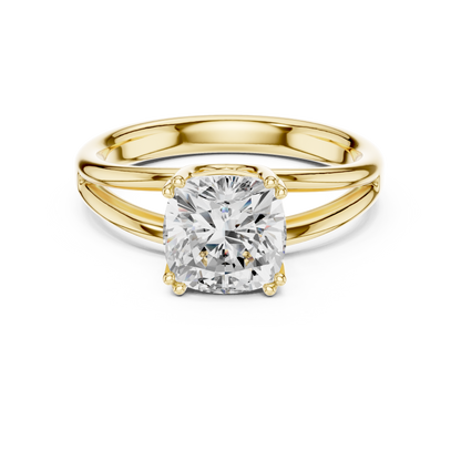 Cushion Cut Split Shank Solitaire Engagement Ring 2 CTW