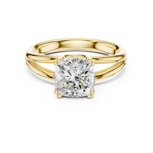 Cushion Cut Split Shank Solitaire Engagement Ring 2 CTW