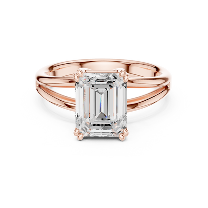 Emerald Cut Split Shank Solitaire Engagement Ring 2 CTW