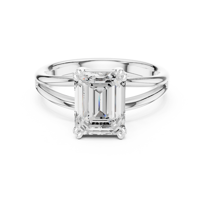 Emerald Cut Split Shank Solitaire Engagement Ring 2 CTW