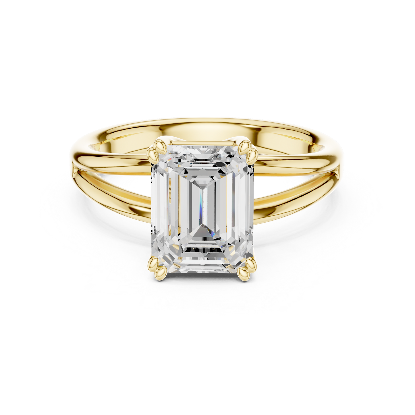 Emerald Cut Split Shank Solitaire Engagement Ring 2 CTW