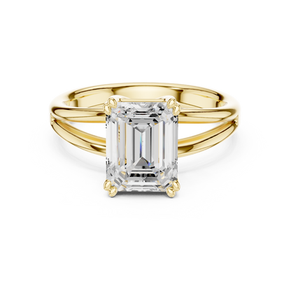 Emerald Cut Split Shank Solitaire Engagement Ring 2 CTW
