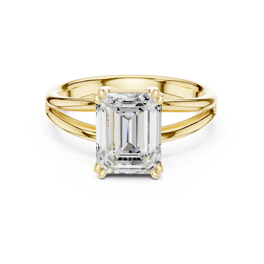 Emerald Cut Split Shank Solitaire Engagement Ring 2 CTW