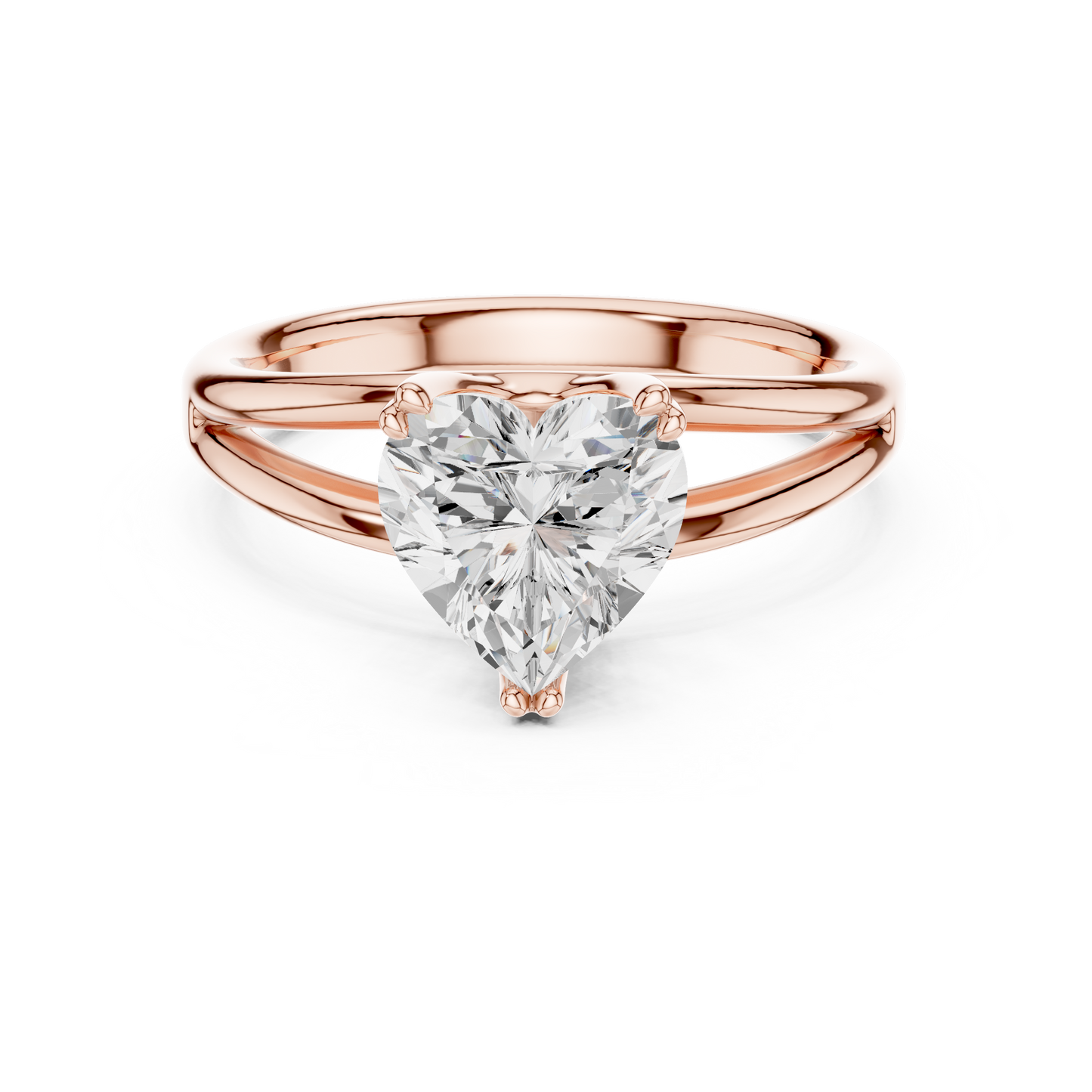 Heart Cut Split Shank Solitaire Engagement Ring 2 CTW