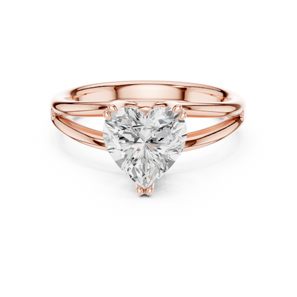 Heart Cut Split Shank Solitaire Engagement Ring 2 CTW