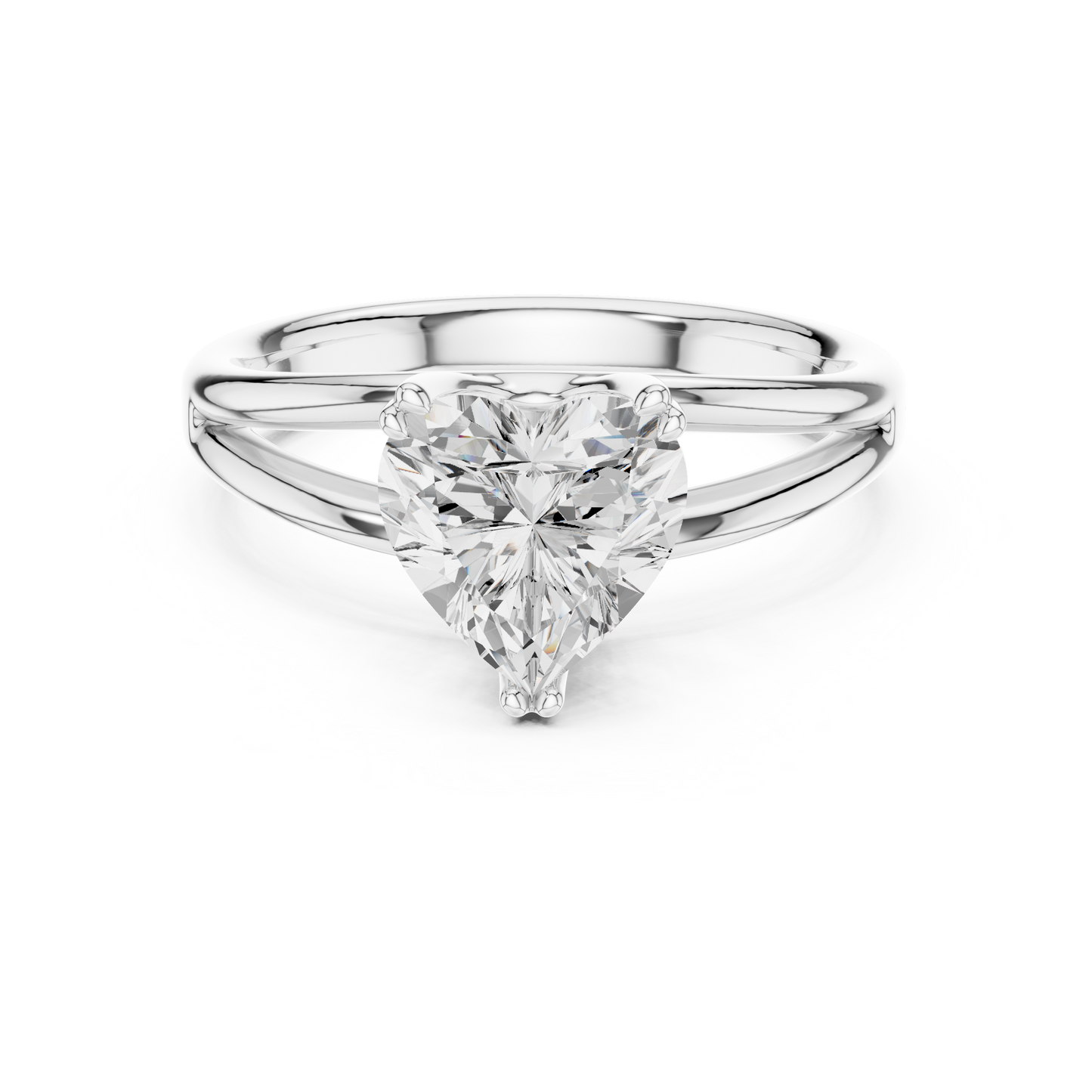 Heart Cut Split Shank Solitaire Engagement Ring 2 CTW