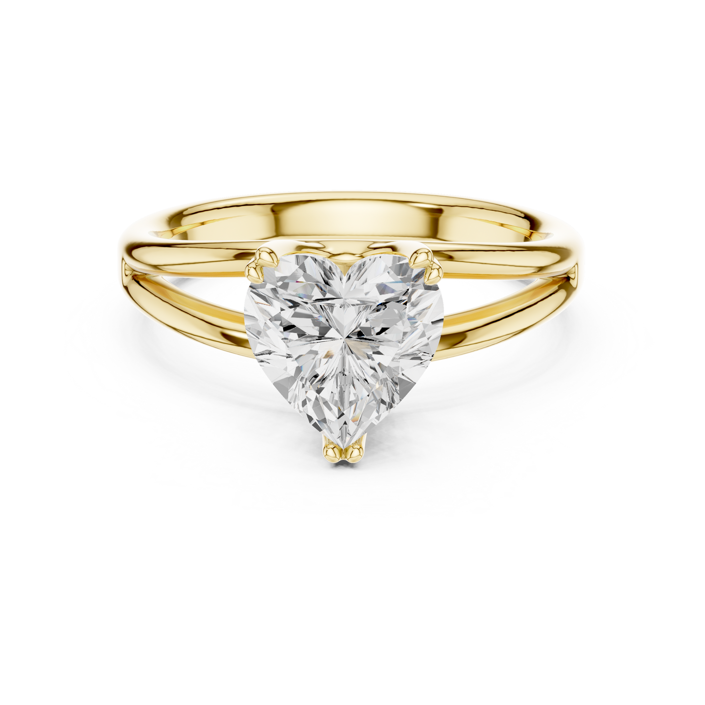 Heart Cut Split Shank Solitaire Engagement Ring 2 CTW