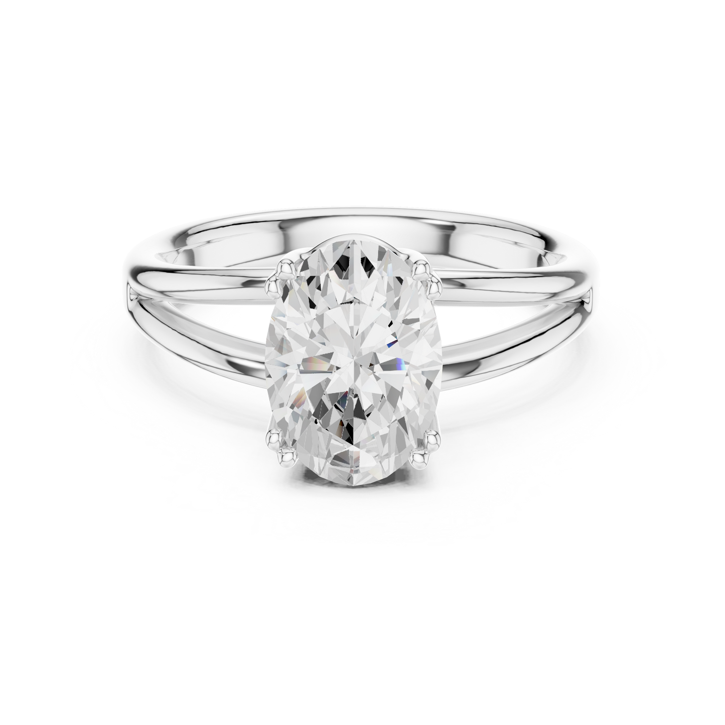 Oval Cut Split Shank Solitaire Engagement Ring 2 CTW
