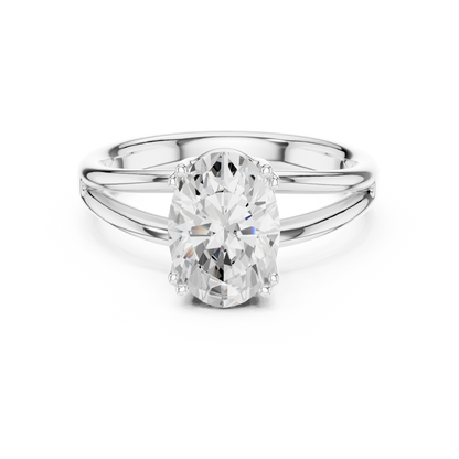 Oval Cut Split Shank Solitaire Engagement Ring 2 CTW