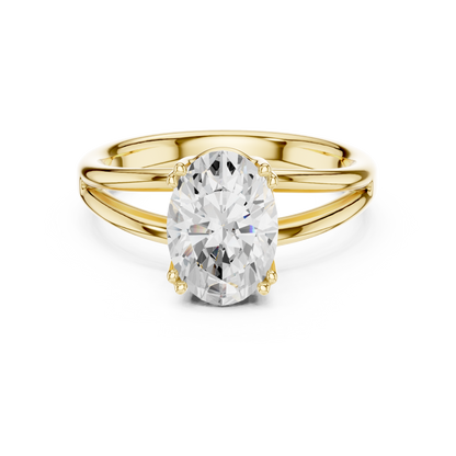 Oval Cut Split Shank Solitaire Engagement Ring 2 CTW