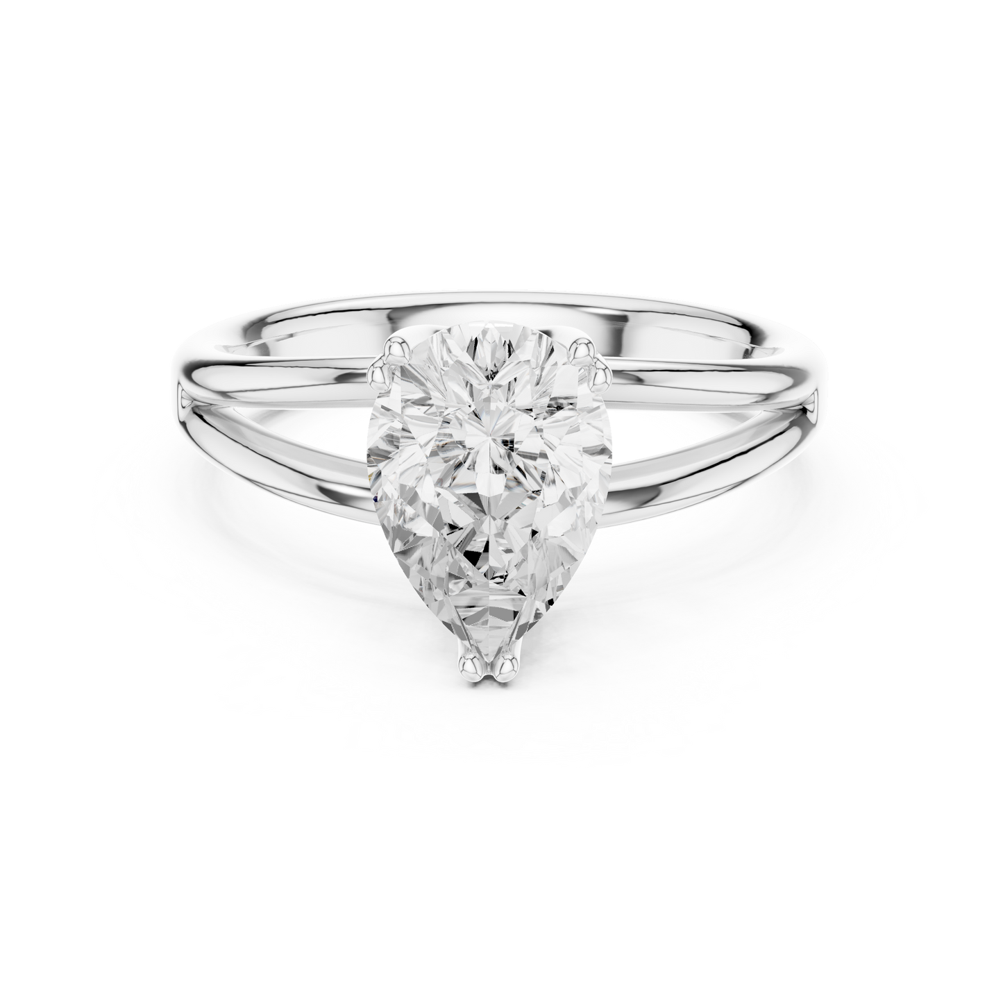 Pear Cut Split Shank Solitaire Engagement Ring 2 CTW