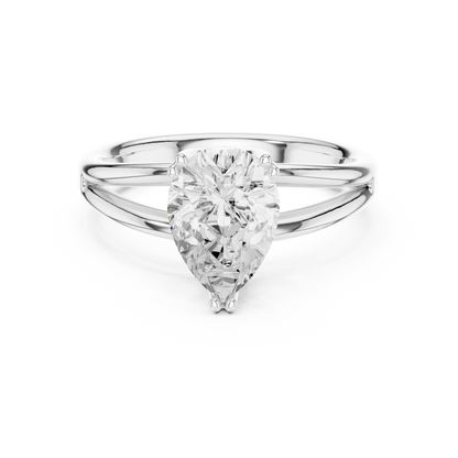 Pear Cut Split Shank Solitaire Engagement Ring 2 CTW