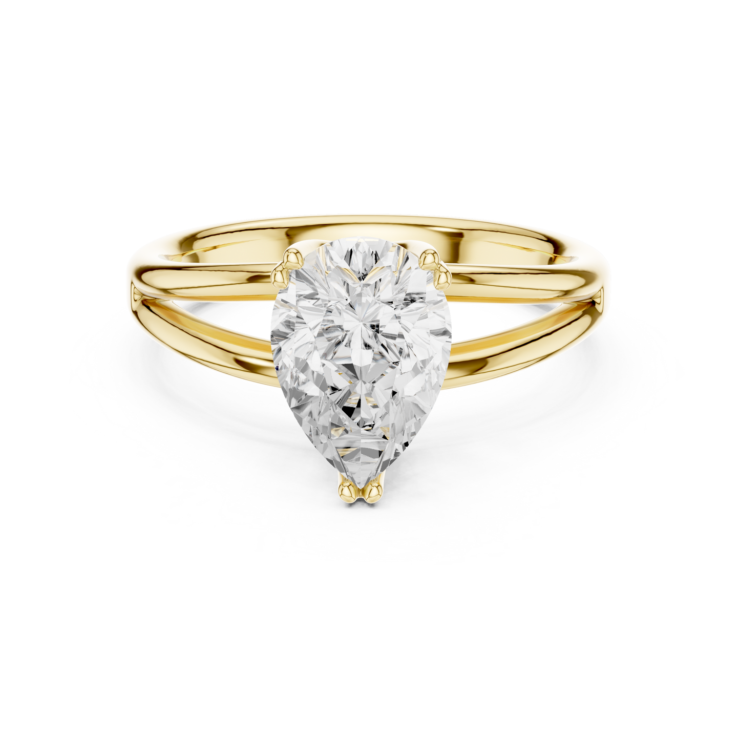 Pear Cut Split Shank Solitaire Engagement Ring 2 CTW