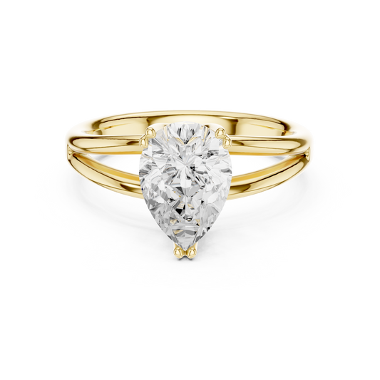 Pear Cut Split Shank Solitaire Engagement Ring 2 CTW
