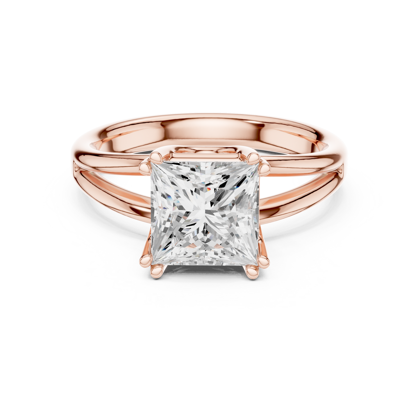 Princess Cut Split Shank Solitaire Engagement Ring 2 CTW