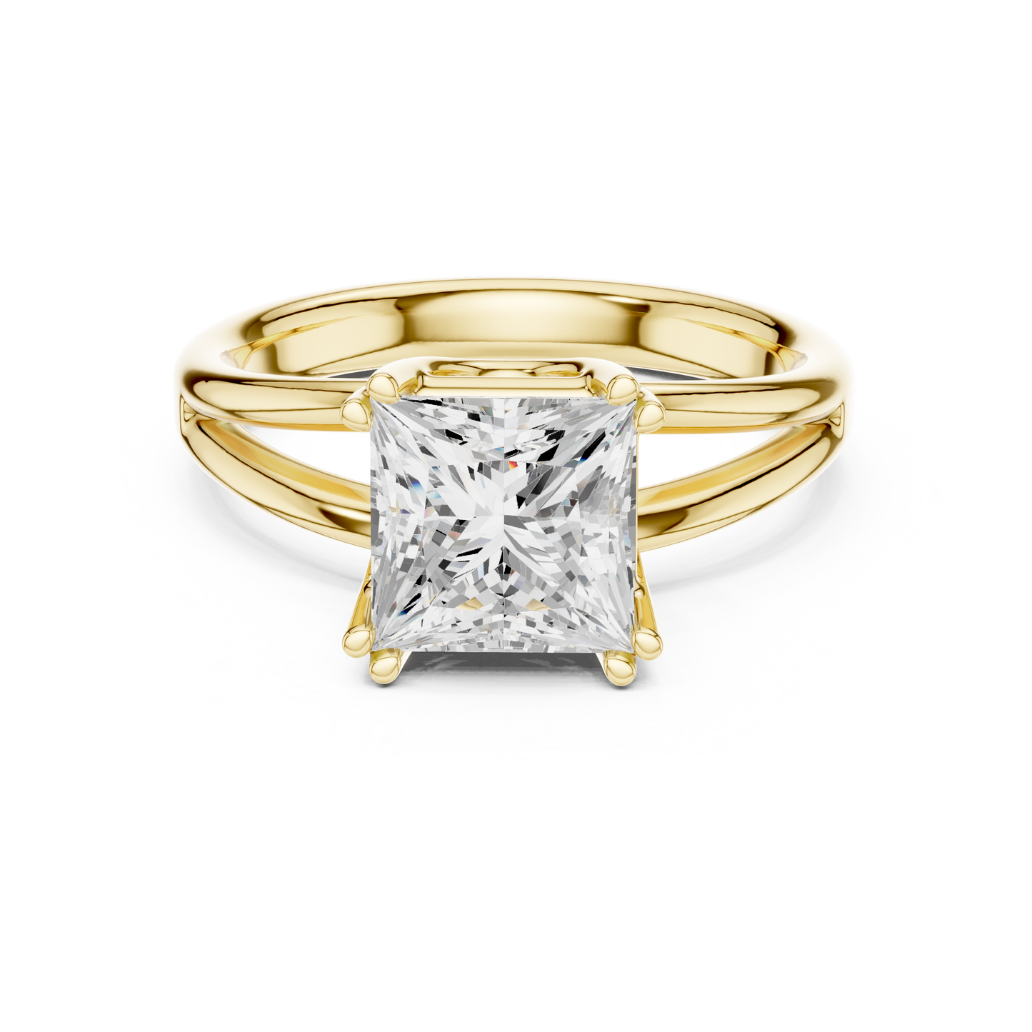 Princess Cut Split Shank Solitaire Engagement Ring 2 CTW