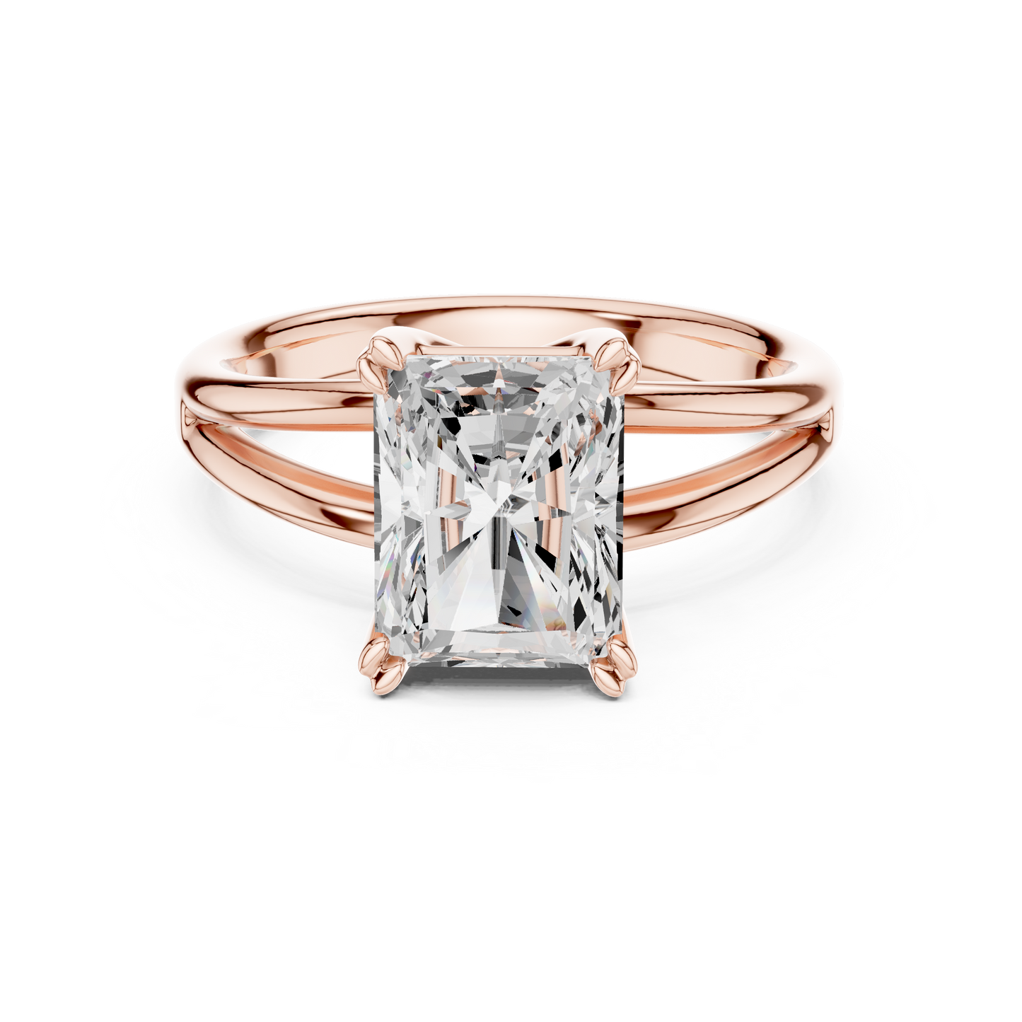 Radiant Cut Split Shank Solitaire Engagement Ring 2 CTW