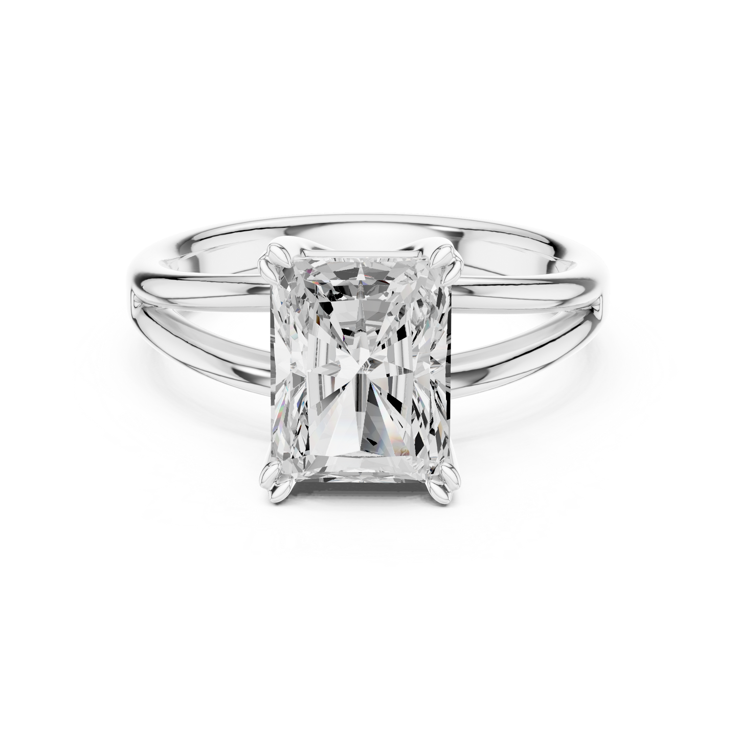 Radiant Cut Split Shank Solitaire Engagement Ring 2 CTW