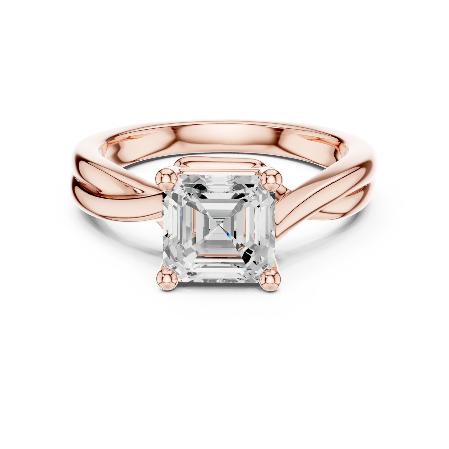 Asscher Cut Twisted Solitaire Engagement Ring 2 CTW