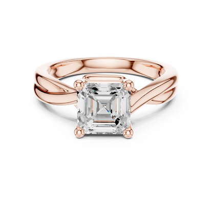 Asscher Cut Twisted Solitaire Engagement Ring 2 CTW