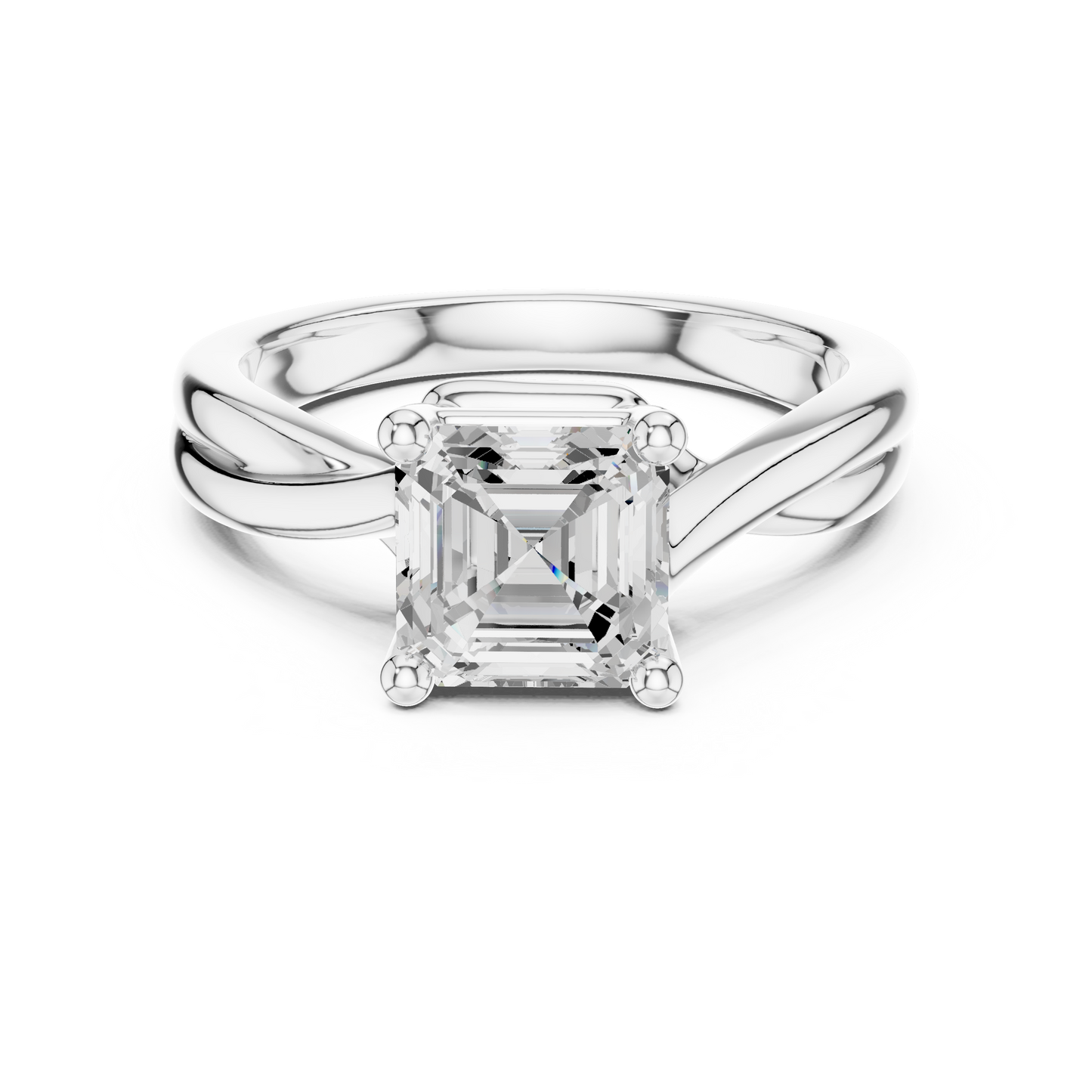 Asscher Cut Twisted Solitaire Engagement Ring 2 CTW