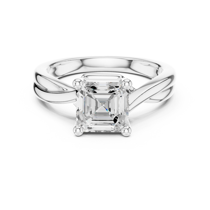 Asscher Cut Twisted Solitaire Engagement Ring 2 CTW