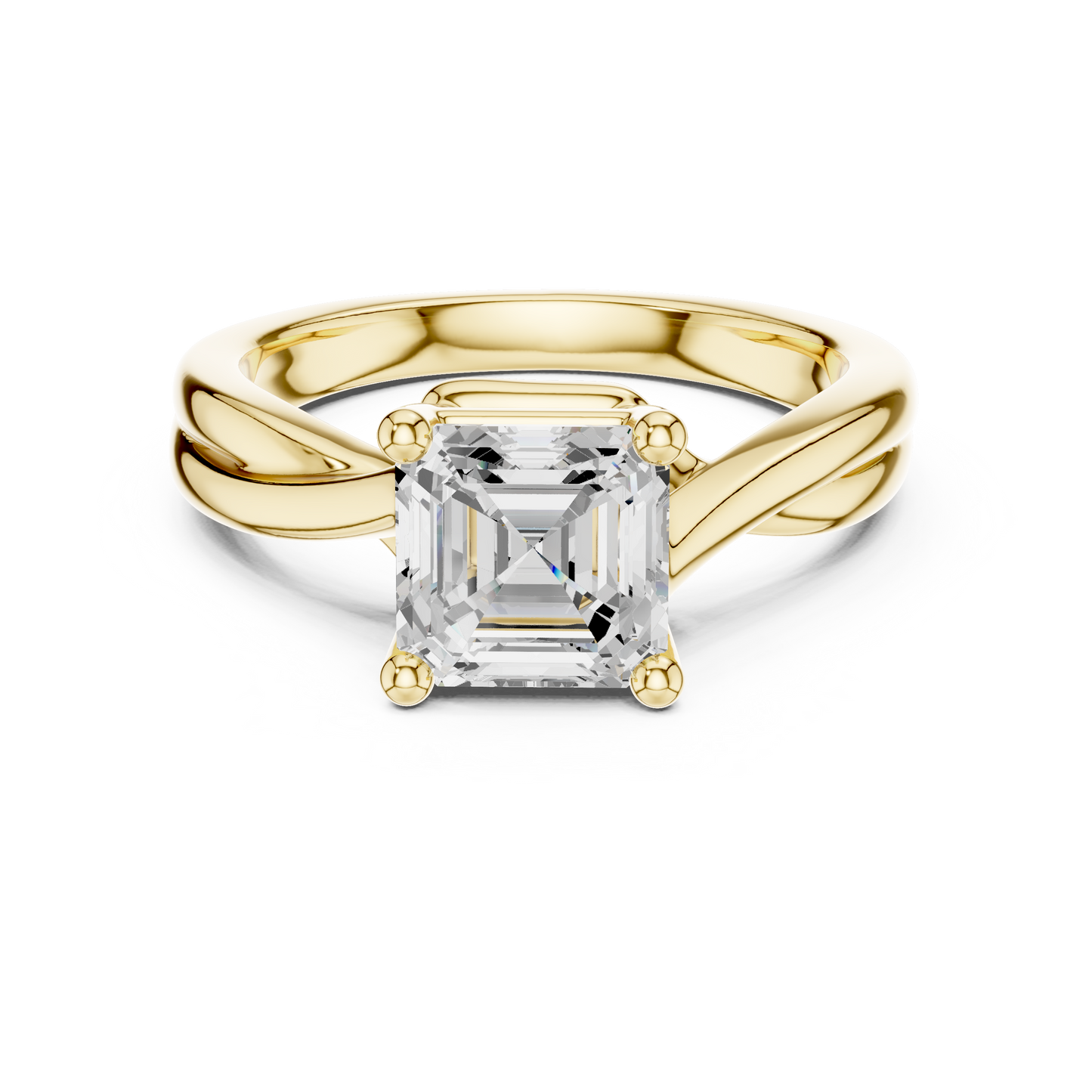 Asscher Cut Twisted Solitaire Engagement Ring 2 CTW
