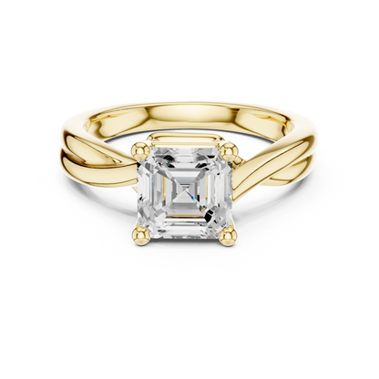 Asscher Cut Twisted Solitaire Engagement Ring 2 CTW