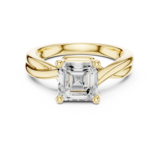 Asscher Cut Twisted Solitaire Engagement Ring 2 CTW