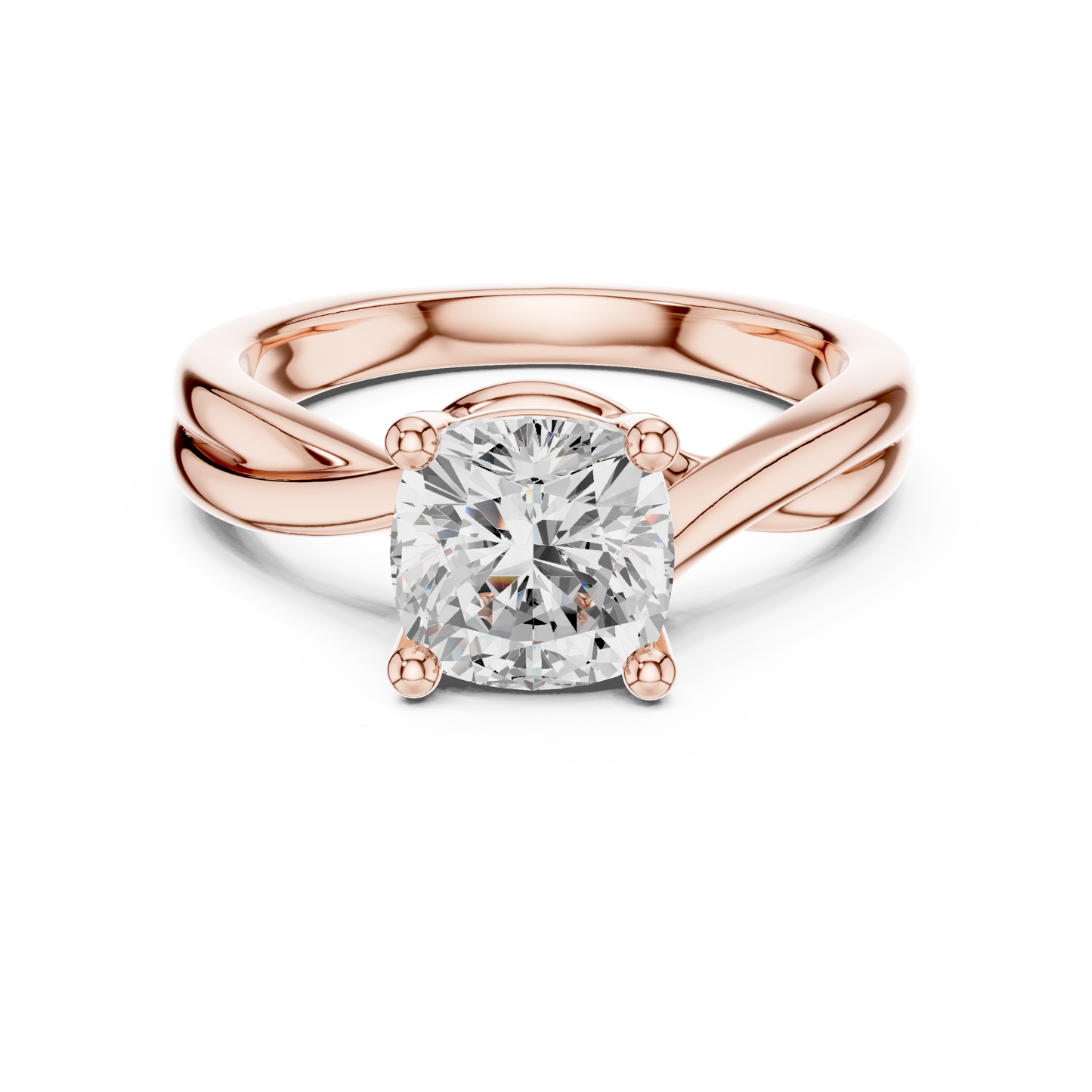 Cushion Cut Twisted Solitaire Engagement Ring 2 CTW