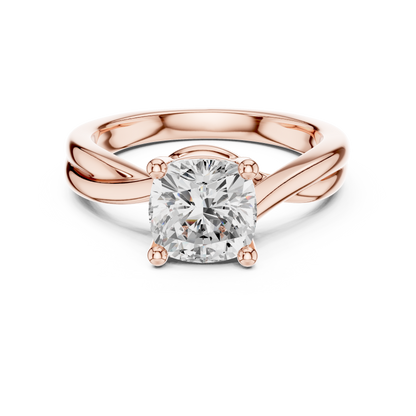 Cushion Cut Twisted Solitaire Engagement Ring 2 CTW