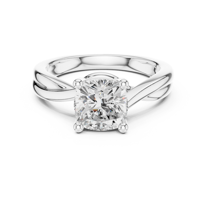 Cushion Cut Twisted Solitaire Engagement Ring 2 CTW