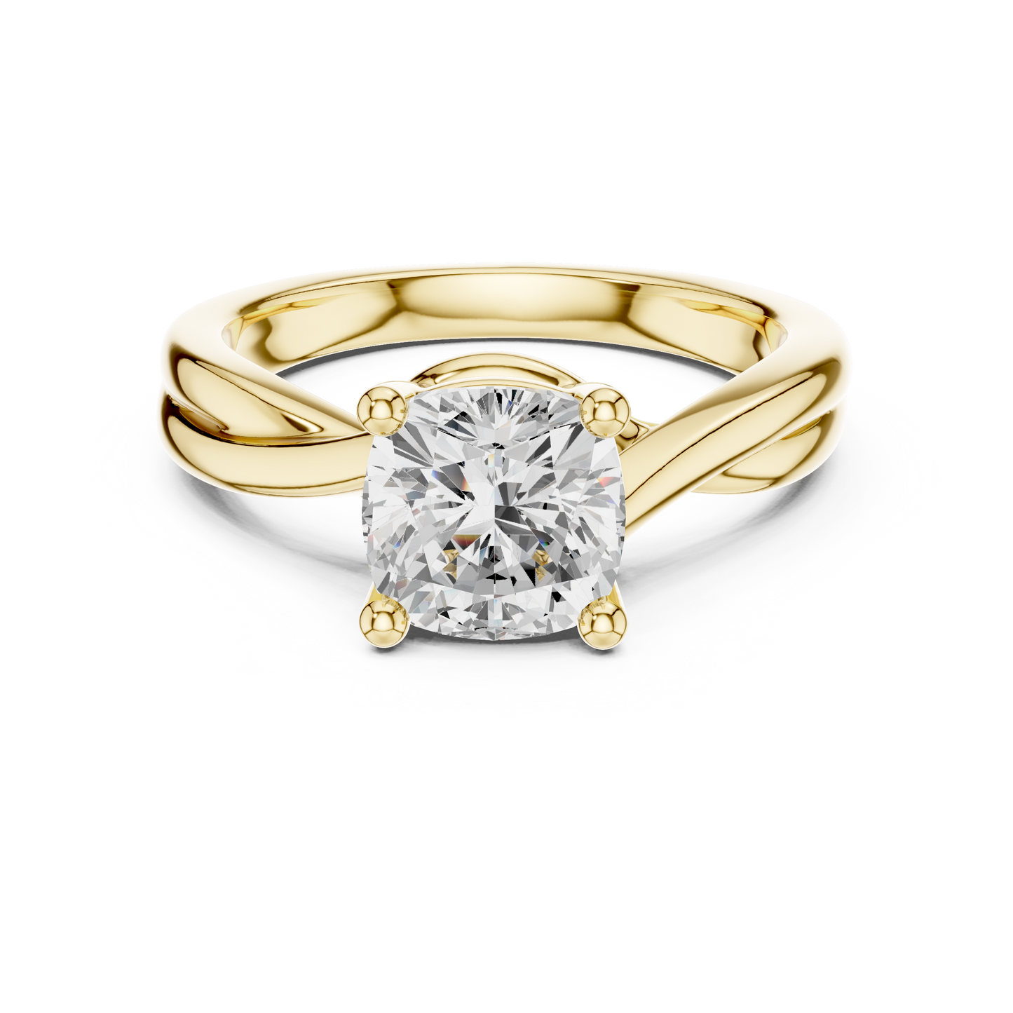 Cushion Cut Twisted Solitaire Engagement Ring 2 CTW