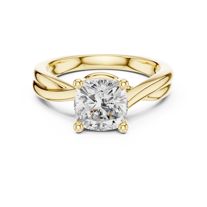 Cushion Cut Twisted Solitaire Engagement Ring 2 CTW
