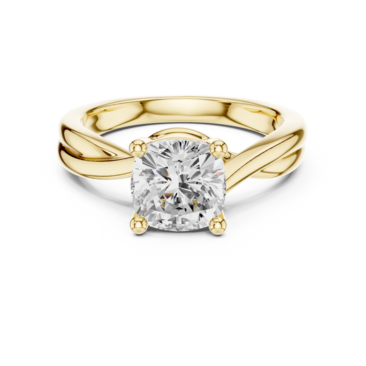 Cushion Cut Twisted Solitaire Engagement Ring 2 CTW
