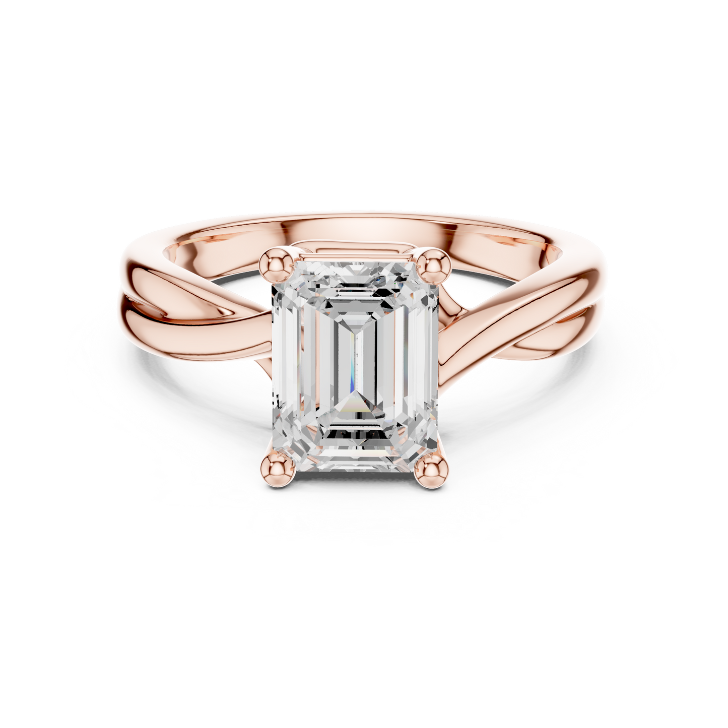 Emerald Cut Twisted Solitaire Engagement Ring 2 CTW