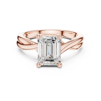 Emerald Cut Twisted Solitaire Engagement Ring 2 CTW