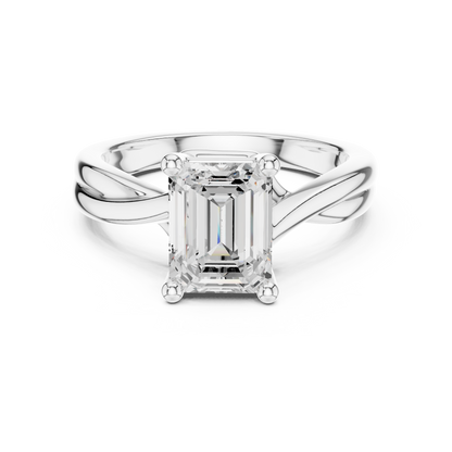 Emerald Cut Twisted Solitaire Engagement Ring 2 CTW