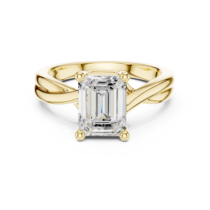 Emerald Cut Twisted Solitaire Engagement Ring 2 CTW