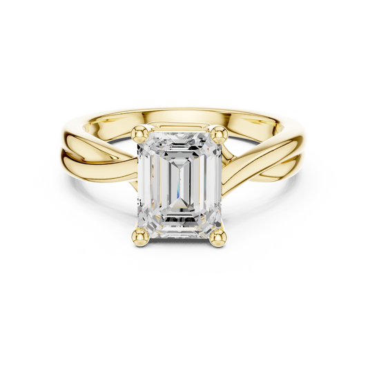 Emerald Cut Twisted Solitaire Engagement Ring 2 CTW