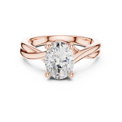 Oval Cut Twisted Solitaire Engagement Ring 2 CTW