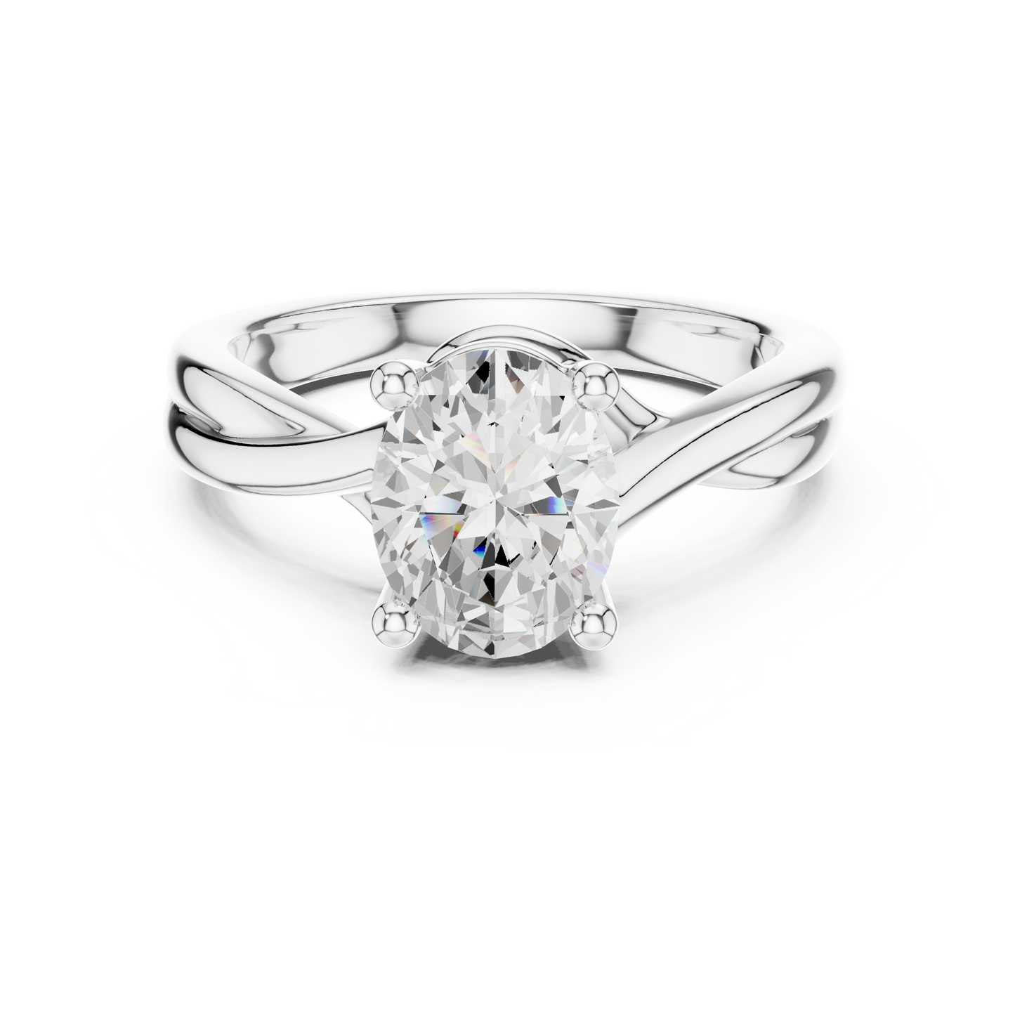 Oval Cut Twisted Solitaire Engagement Ring 2 CTW