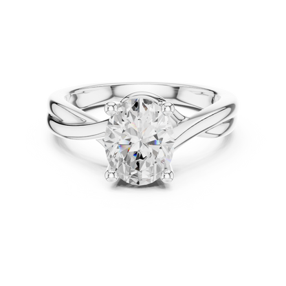 Oval Cut Twisted Solitaire Engagement Ring 2 CTW