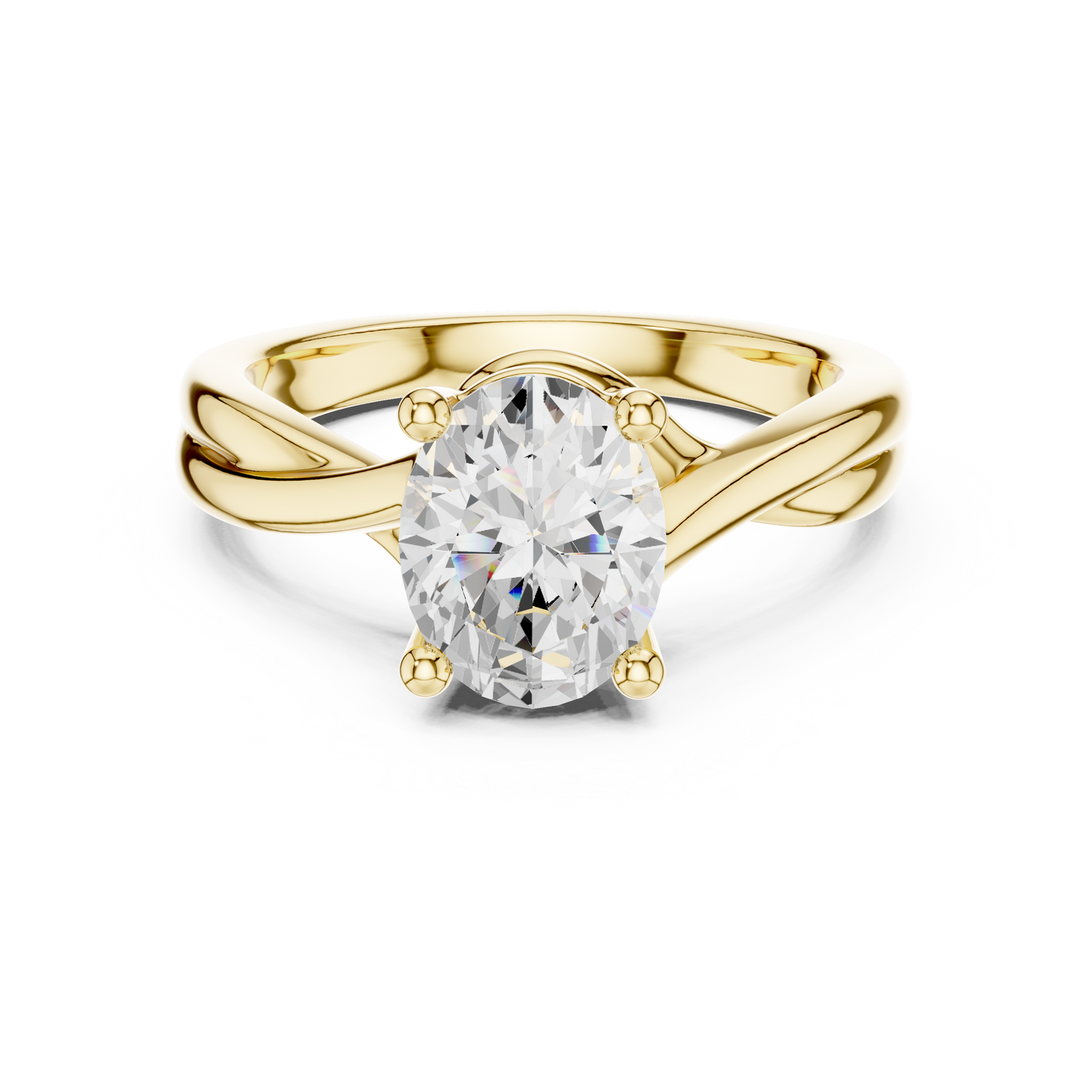 Oval Cut Twisted Solitaire Engagement Ring 2 CTW