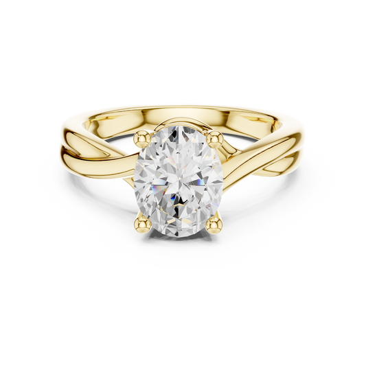 Oval Cut Twisted Solitaire Engagement Ring 2 CTW