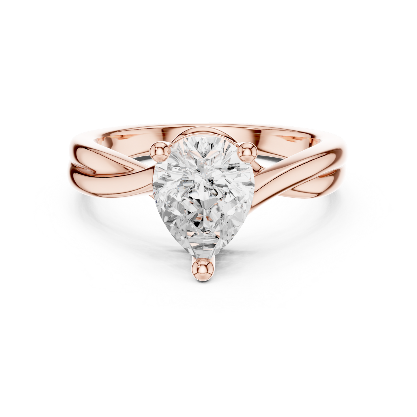 Pear Cut Twisted Solitaire Engagement Ring 2 CTW