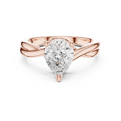 Pear Cut Twisted Solitaire Engagement Ring 2 CTW