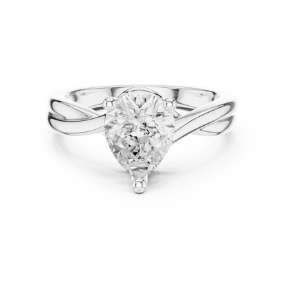 Pear Cut Twisted Solitaire Engagement Ring 2 CTW