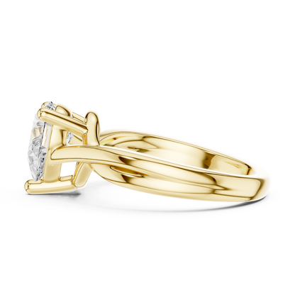 Pear Cut Twisted Solitaire Engagement Ring 2 CTW