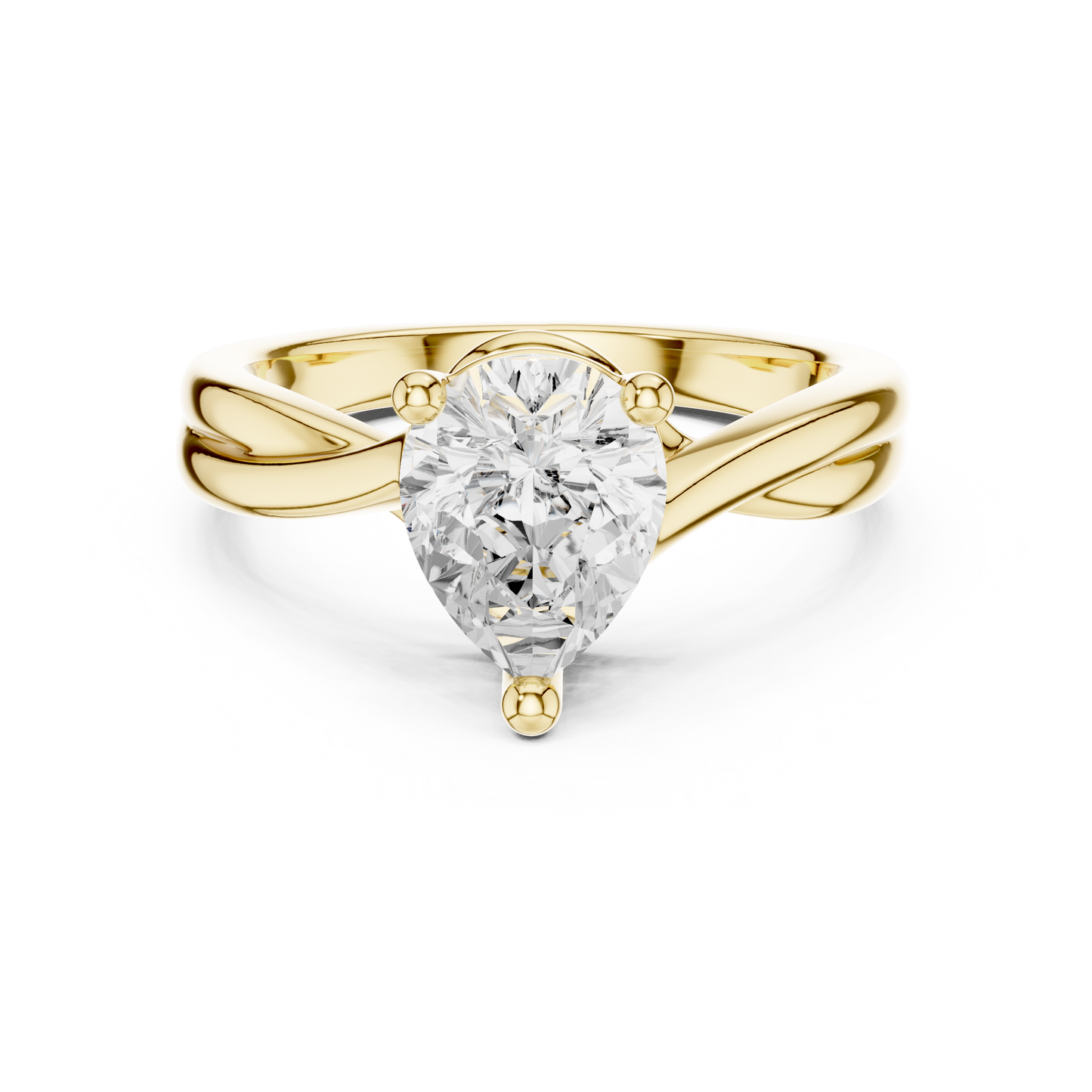 Pear Cut Twisted Solitaire Engagement Ring 2 CTW